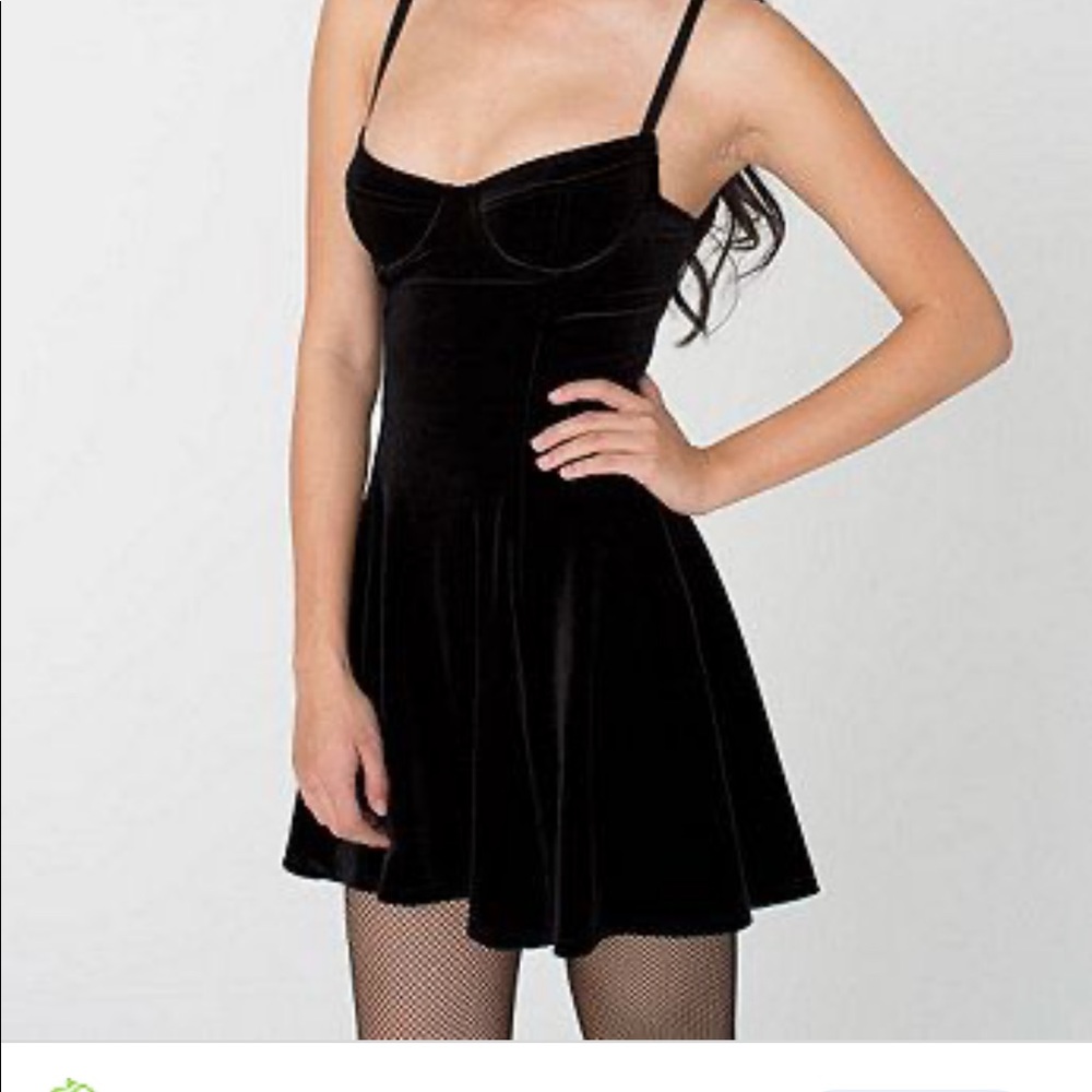 American apparel velvet bustier skater dress black